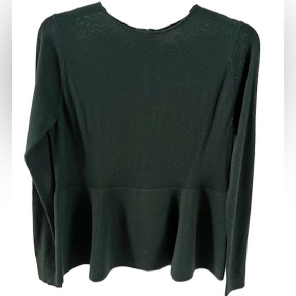 COS Exposed Back Zipper Knit Peplum Sweater in Forest Green S NWOT - Picture 2 of 7